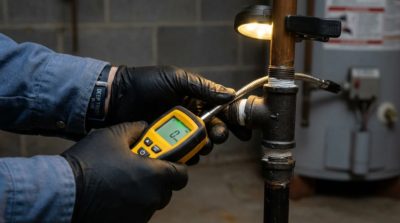 Gas leak detection with electronic sniffer by Johns Plumbing LLC in Dahlonega